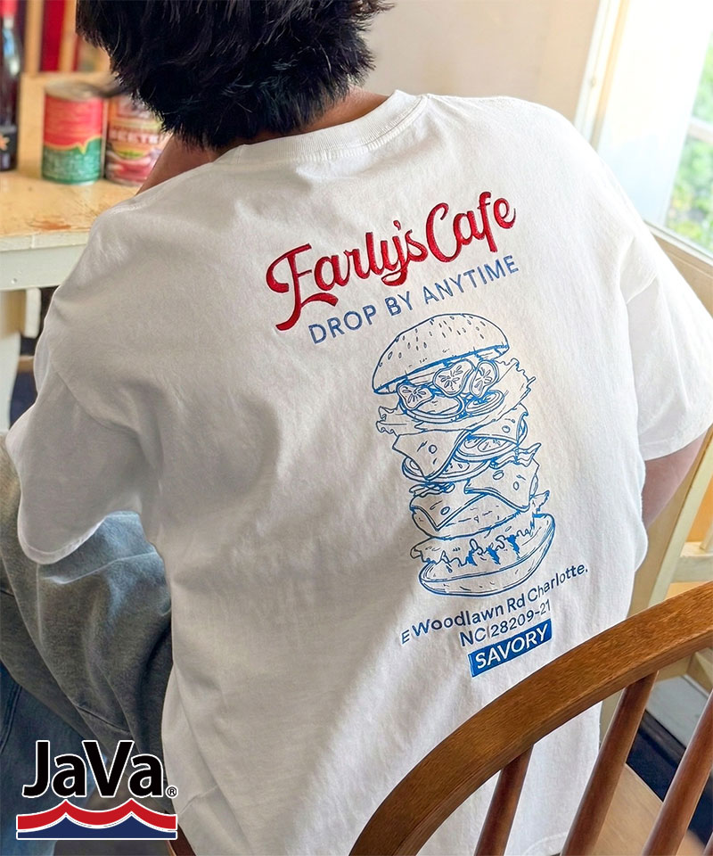 《java ジャバコラボ》 tシャツ メンズ 半袖 トップス 刺繍 プリント ハンバーガー クラシック | classicalelf