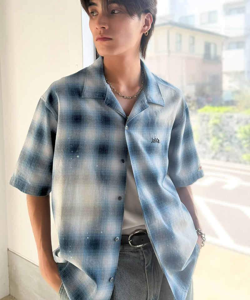 《JaVaジャバコラボ》ヴィンテージ加工 オンブレーチェック柄シャツ (半袖) JaVa クラシカルエルフ jo1320025 | classicalelf | 14