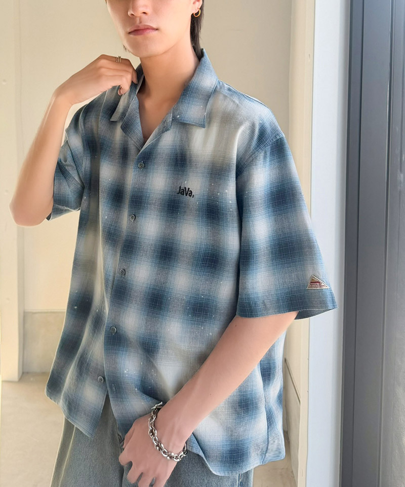 《JaVaジャバコラボ》ヴィンテージ加工 オンブレーチェック柄シャツ (半袖) JaVa クラシカルエルフ jo1320025 | classicalelf | 15
