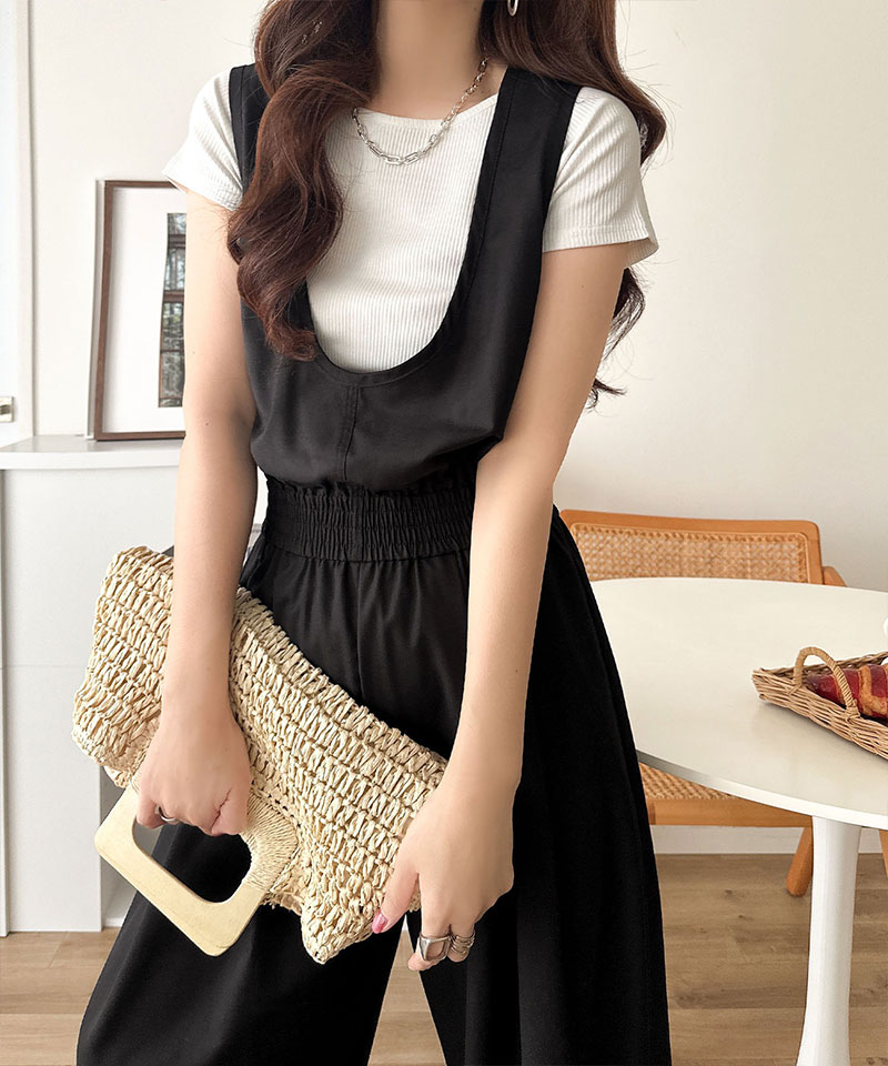 《java ジャバコラボ》サロペット レディース きれいめ オールインワン 前後 2way Uネック ツータック イージーサロペ 着回し お洒落 大きいサイズ 春 夏 | classicalelf | 04