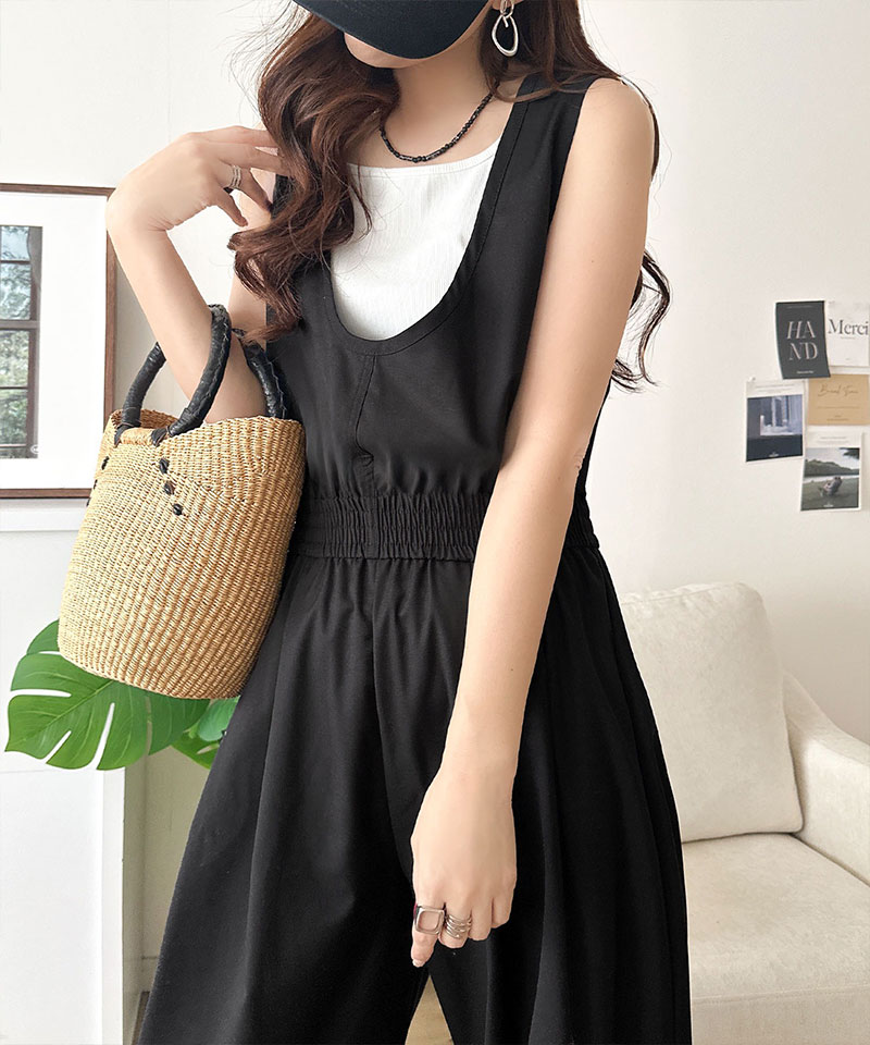 《java ジャバコラボ》サロペット レディース きれいめ オールインワン 前後 2way Uネック ツータック イージーサロペ 着回し お洒落 大きいサイズ 春 夏 | classicalelf | 06