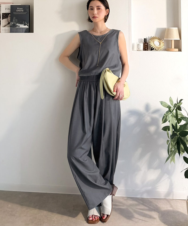 《java ジャバコラボ》サロペット レディース きれいめ オールインワン 前後 2way Uネック ツータック イージーサロペ 着回し お洒落 大きいサイズ 春 夏 | classicalelf | 08