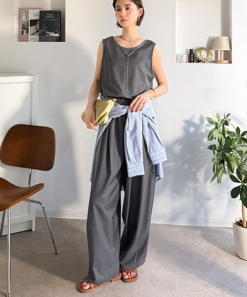 《java ジャバコラボ》サロペット レディース きれいめ オールインワン 前後 2way Uネック ツータック イージーサロペ 着回し お洒落 大きいサイズ 春 夏 | classicalelf | 09