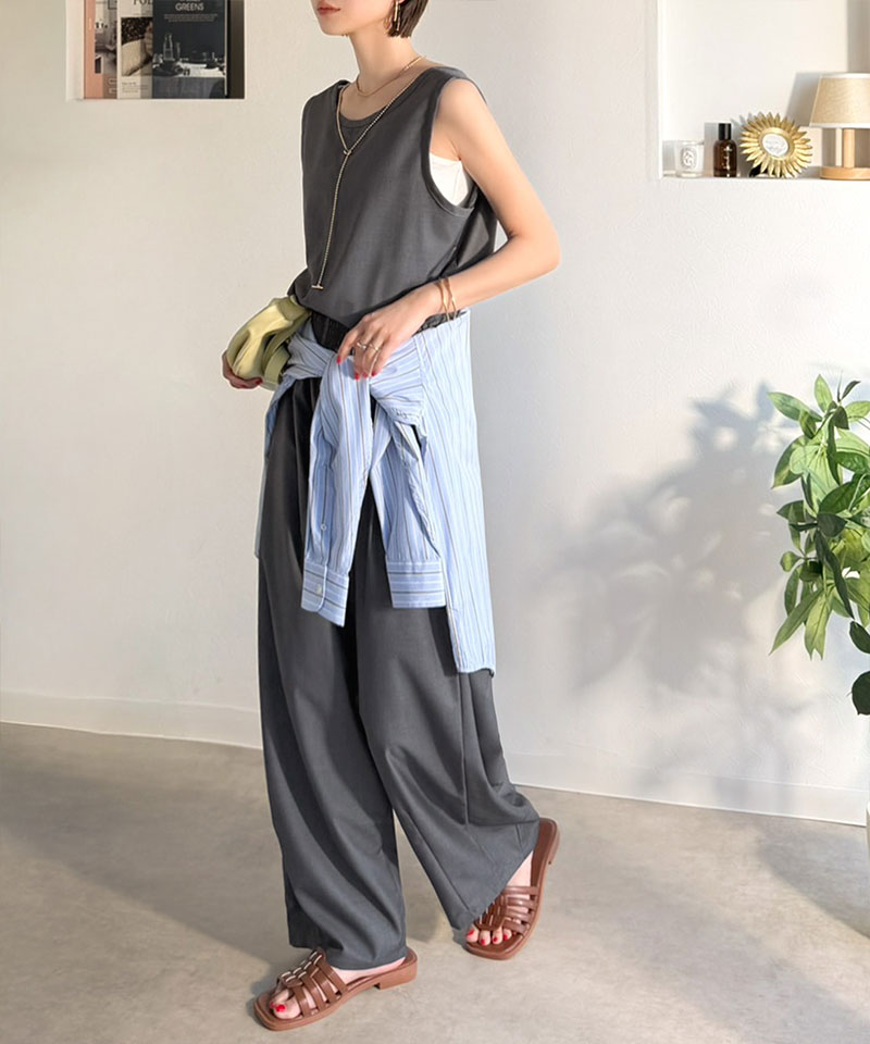 《java ジャバコラボ》サロペット レディース きれいめ オールインワン 前後 2way Uネック ツータック イージーサロペ 着回し お洒落 大きいサイズ 春 夏 | classicalelf | 10