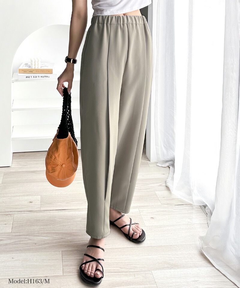 《java ジャバコラボ》ボトムス パンツ レディース 美脚 バナナパンツ スラックス 華奢見え タックパンツ ウエストゴム | classicalelf | 02