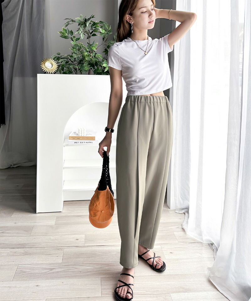 《java ジャバコラボ》ボトムス パンツ レディース 美脚 バナナパンツ スラックス 華奢見え タックパンツ ウエストゴム | classicalelf | 03