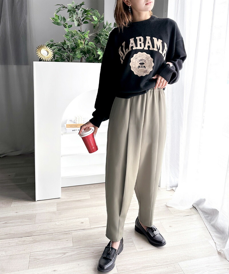 《java ジャバコラボ》ボトムス パンツ レディース 美脚 バナナパンツ スラックス 華奢見え タックパンツ ウエストゴム | classicalelf | 05