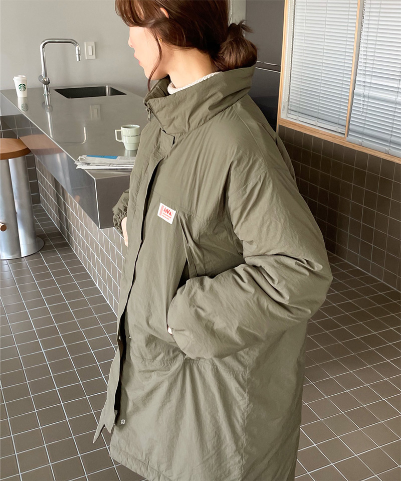 《javaジャバ コラボ》送料無料 コート ジャケット レディース アウター メンズ 男女兼用 ユニセックス ミリタリー ナイロン スタンドカラー  アウトドア ロング