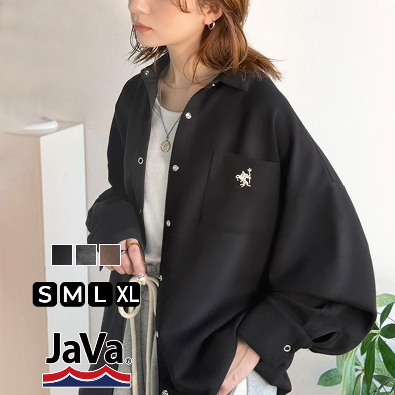 《java ジャバコラボ》 シャツ レディース カジュアル トップス ゆったり 胸元刺繍 ダンボール 素材 シャツジャケット 羽織り 大きいサイズ 春 夏 | classicalelf