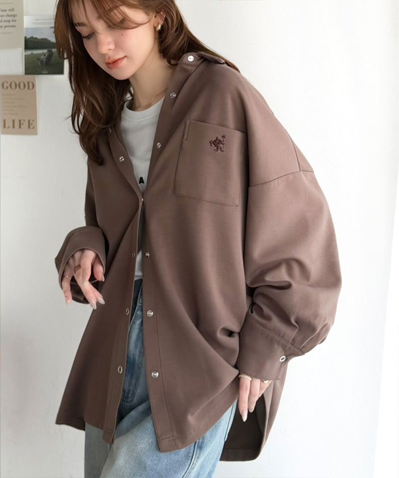 《java ジャバコラボ》 シャツ レディース カジュアル トップス ゆったり 胸元刺繍 ダンボール 素材 シャツジャケット 羽織り 大きいサイズ 春 夏 | classicalelf | 13