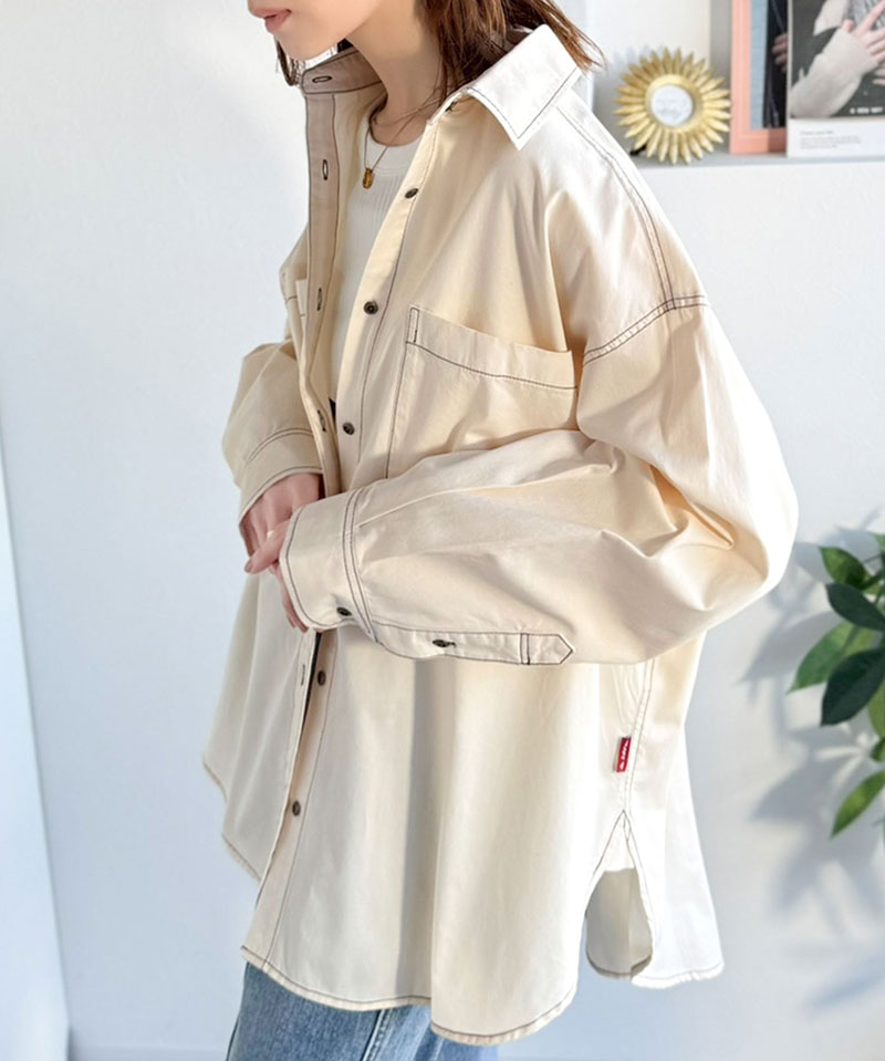 《java ジャバコラボ》 デニムシャツ レディース 大きいサイズ トップス シャツ ビックポケット 綿100% デザイン性 実用性 羽織り 万能シャツ | classicalelf | 05