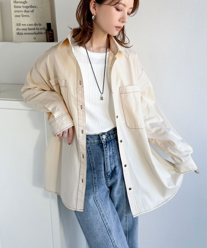 《java ジャバコラボ》 デニムシャツ レディース 大きいサイズ トップス シャツ ビックポケット 綿100% デザイン性 実用性 羽織り 万能シャツ | classicalelf | 06