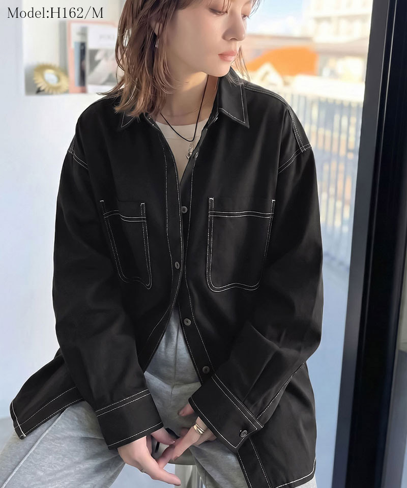 《java ジャバコラボ》 デニムシャツ レディース 大きいサイズ トップス シャツ ビックポケット 綿100% デザイン性 実用性 羽織り 万能シャツ | classicalelf | 07