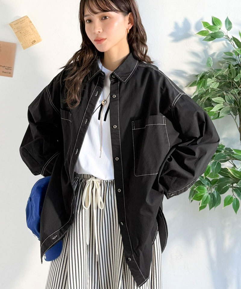 《java ジャバコラボ》 デニムシャツ レディース 大きいサイズ トップス シャツ ビックポケット 綿100% デザイン性 実用性 羽織り 万能シャツ | classicalelf | 10