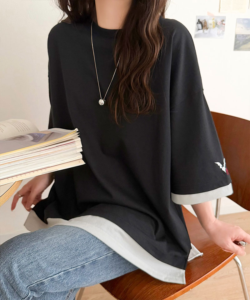 《JaVa ジャバコラボ》バックプリント×袖刺繍レイヤード風ドッキングTシャツ JaVa クラシカルエルフ jv1010601 | classicalelf | 05