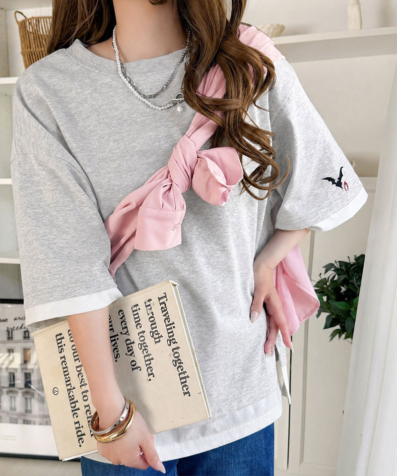 《JaVa ジャバコラボ》バックプリント×袖刺繍レイヤード風ドッキングTシャツ JaVa クラシカルエルフ jv1010601 | classicalelf | 09