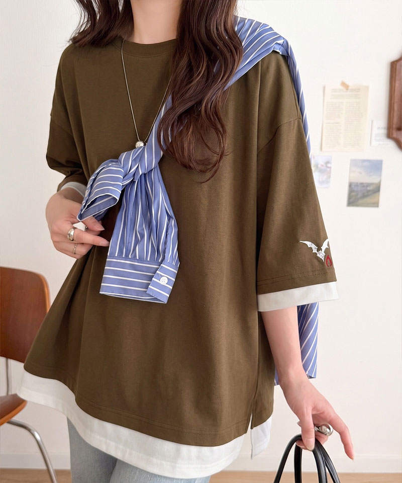 《JaVa ジャバコラボ》バックプリント×袖刺繍レイヤード風ドッキングTシャツ JaVa クラシカルエルフ jv1010601 | classicalelf | 14