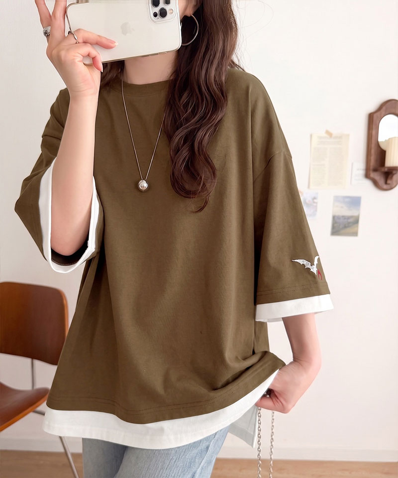 《JaVa ジャバコラボ》バックプリント×袖刺繍レイヤード風ドッキングTシャツ JaVa クラシカルエルフ jv1010601 | classicalelf | 15
