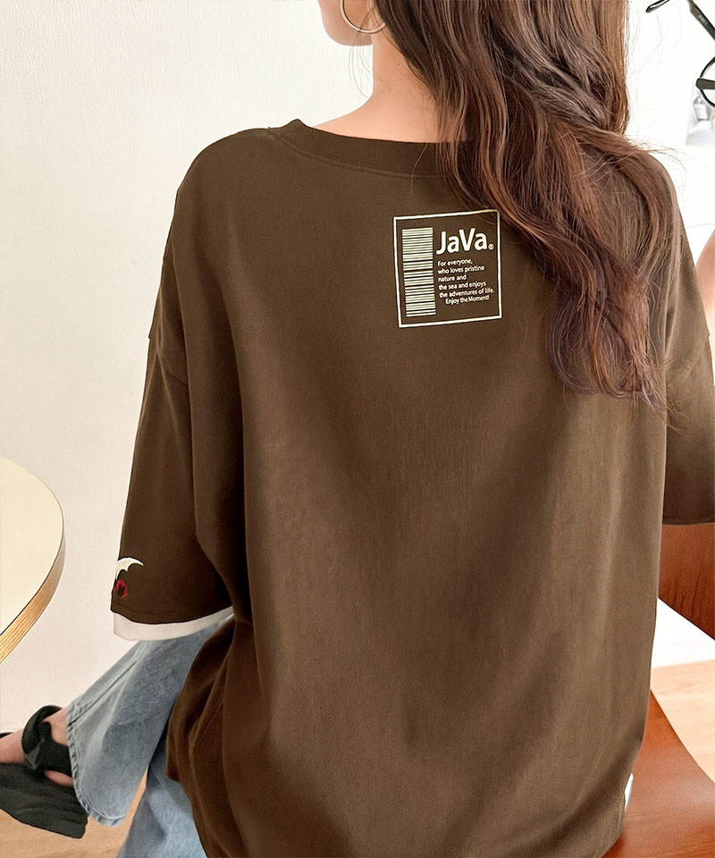《JaVa ジャバコラボ》バックプリント×袖刺繍レイヤード風ドッキングTシャツ JaVa クラシカルエルフ jv1010601 | classicalelf | 16