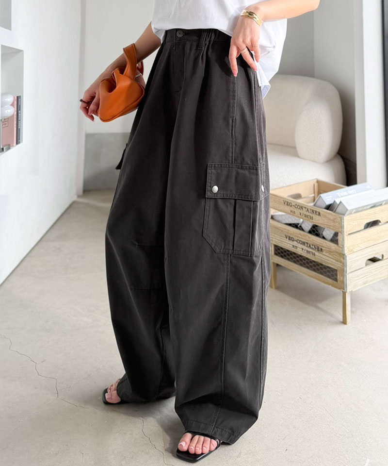 《 java ジャバコラボ》 ボトムスレディース 大きいサイズ パンツ レディース 程よい抜け感 綿 100% タック ワイド カーゴパンツ 着回し ロングシーズン | classicalelf | 03