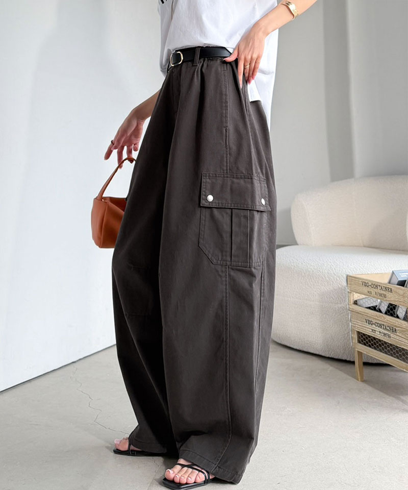 《 java ジャバコラボ》 ボトムスレディース 大きいサイズ パンツ レディース 程よい抜け感 綿 100% タック ワイド カーゴパンツ 着回し ロングシーズン | classicalelf | 06
