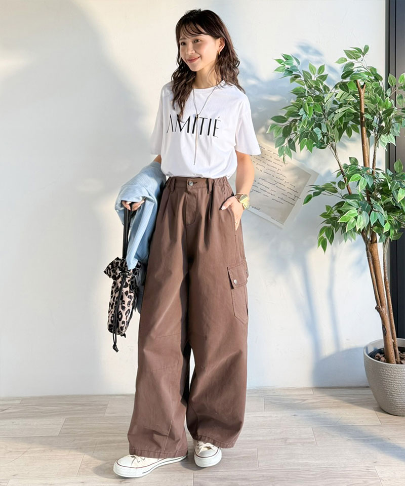 《 java ジャバコラボ》 ボトムスレディース 大きいサイズ パンツ レディース 程よい抜け感 綿 100% タック ワイド カーゴパンツ 着回し ロングシーズン | classicalelf | 09