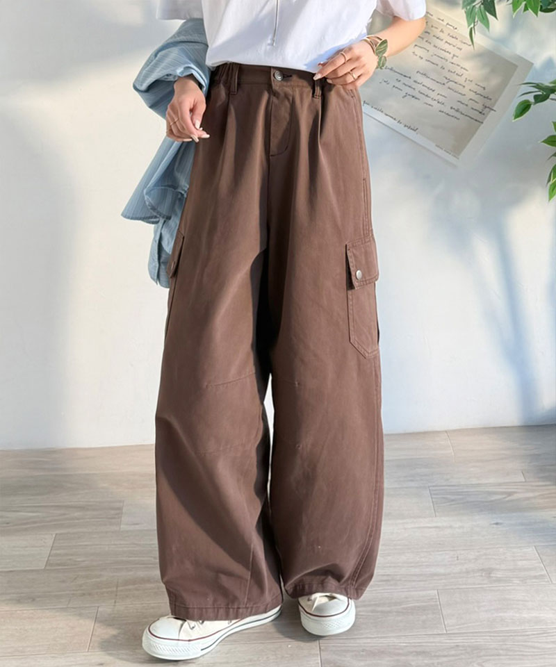 《 java ジャバコラボ》 ボトムスレディース 大きいサイズ パンツ レディース 程よい抜け感 綿 100% タック ワイド カーゴパンツ 着回し ロングシーズン | classicalelf | 10