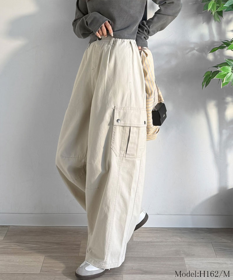 《 java ジャバコラボ》 ボトムスレディース 大きいサイズ パンツ レディース 程よい抜け感 綿 100% タック ワイド カーゴパンツ 着回し ロングシーズン | classicalelf | 12