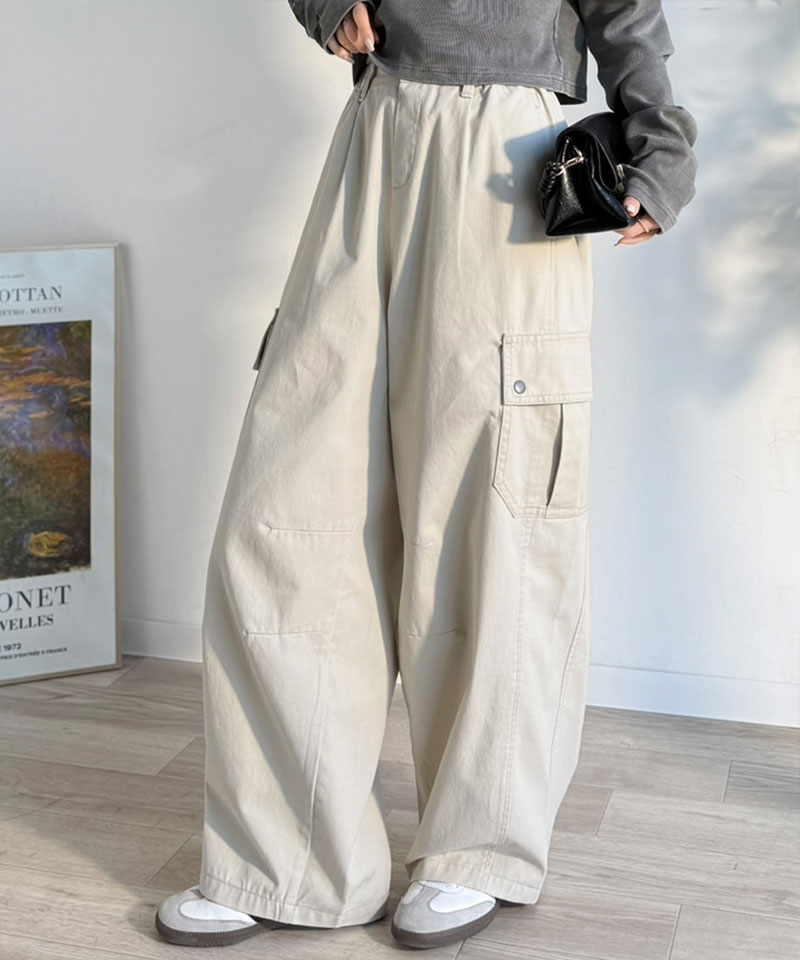 《 java ジャバコラボ》 ボトムスレディース 大きいサイズ パンツ レディース 程よい抜け感 綿 100% タック ワイド カーゴパンツ 着回し ロングシーズン | classicalelf | 13