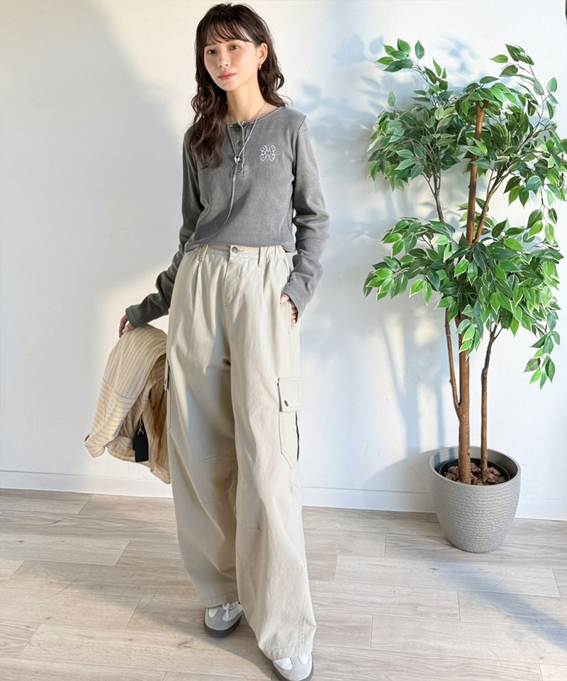 《 java ジャバコラボ》 ボトムスレディース 大きいサイズ パンツ レディース 程よい抜け感 綿 100% タック ワイド カーゴパンツ 着回し ロングシーズン | classicalelf | 14