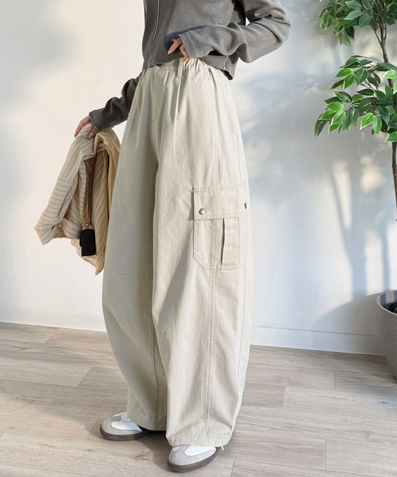 《 java ジャバコラボ》 ボトムスレディース 大きいサイズ パンツ レディース 程よい抜け感 綿 100% タック ワイド カーゴパンツ 着回し ロングシーズン | classicalelf | 15