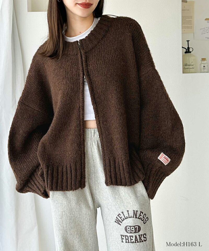 ◆雑誌掲載商品◆セール品◆春夏モデル◆ジップアップ ニットブルゾン J2118 ウールジップアップブルゾン(M ダークネイビー): アウター - RNA