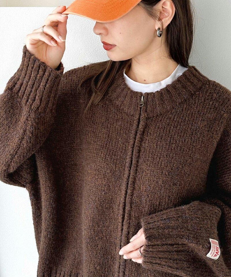 《javaジャバコラボ》 アウター ブルゾン レディース 前後 2way ダブルジップ ミックス ニットブルゾン ショート丈 羽織り レイヤードコーデ 高見え | classicalelf | 09