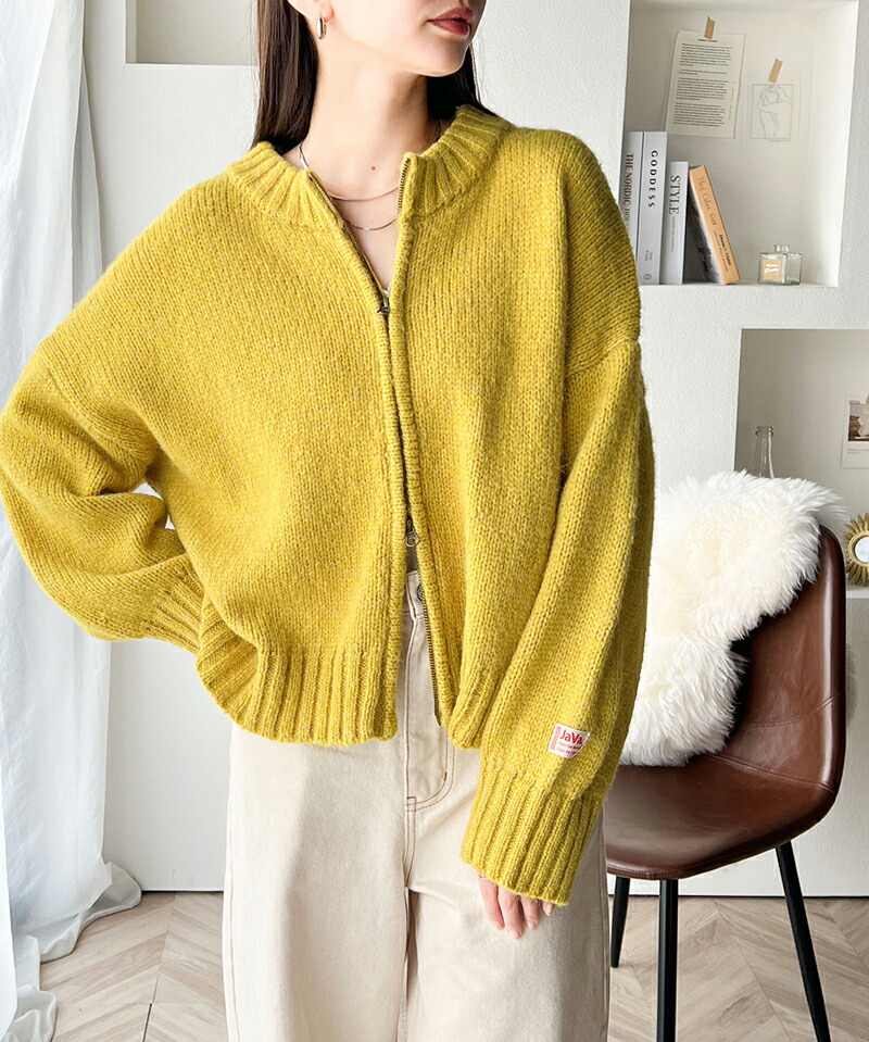 《javaジャバコラボ》 アウター ブルゾン レディース 前後 2way ダブルジップ ミックス ニットブルゾン ショート丈 羽織り レイヤードコーデ 高見え | classicalelf | 12