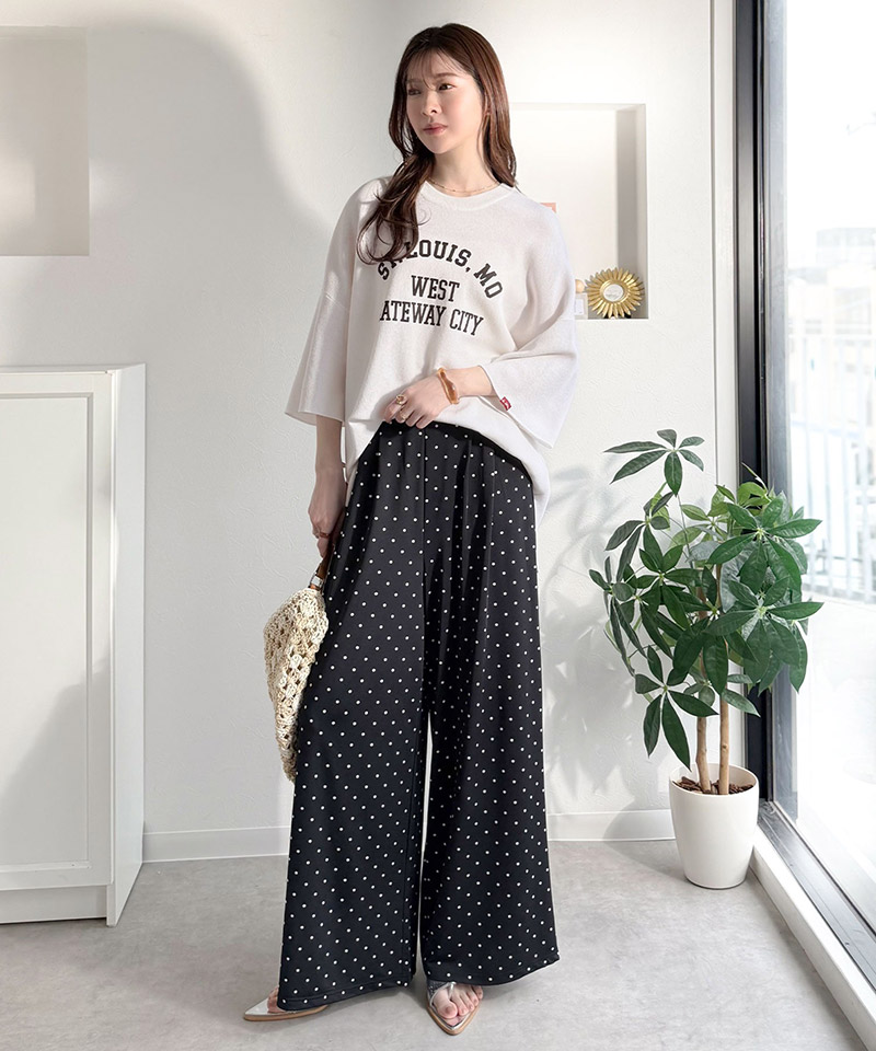 《java ジャバコラボ》サマーニット tシャツ レディース 大きめ 七分袖 トップス ニット前後2way カレッジロゴ プルオーバー 半袖 大人カジュアル 男女兼用 | classicalelf | 05