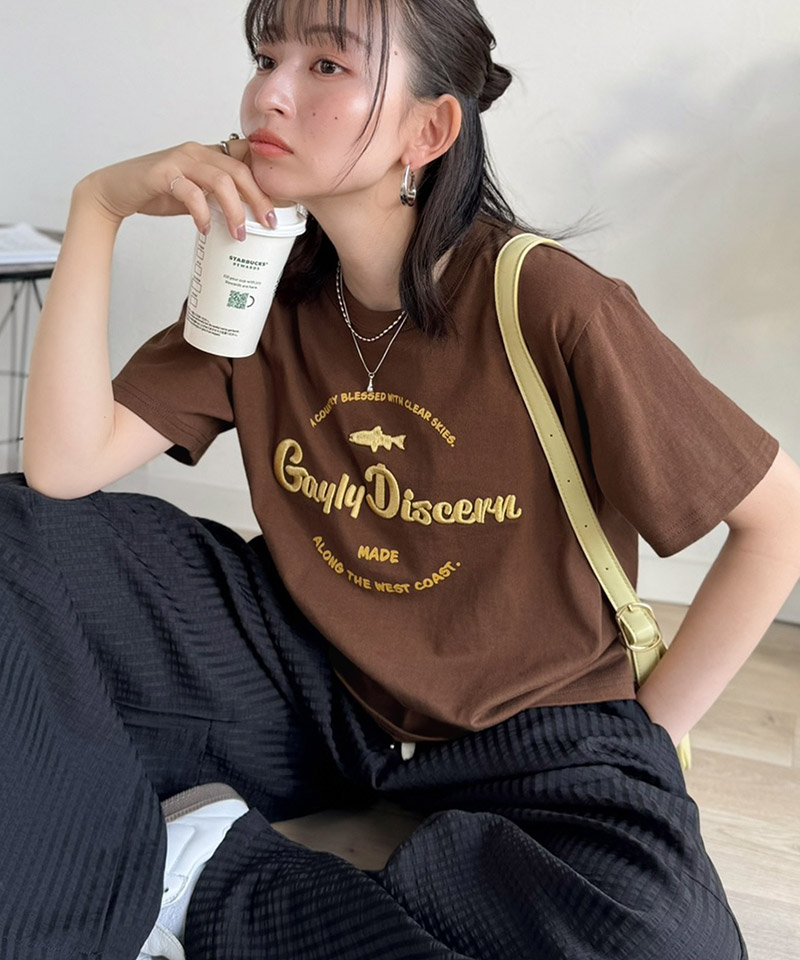 《java ジャバコラボ》 トップス カットソー レディース 刺繍Tシャツ 綿100％ おさかな プリント 遊び心 | classicalelf | 08