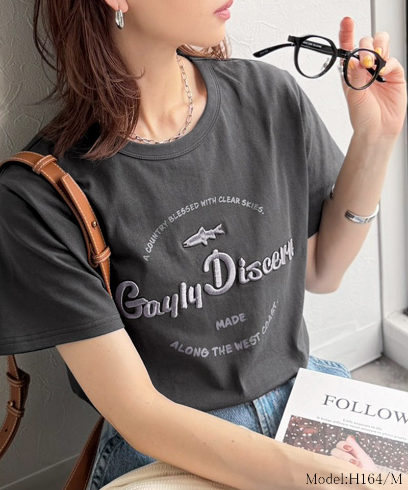 《java ジャバコラボ》 トップス カットソー レディース 刺繍Tシャツ 綿100％ おさかな プリント 遊び心 | classicalelf | 11