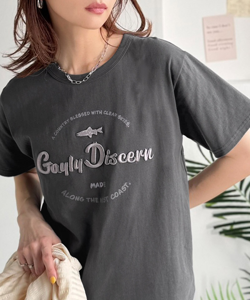 《java ジャバコラボ》 トップス カットソー レディース 刺繍Tシャツ 綿100％ おさかな プリント 遊び心 | classicalelf | 12