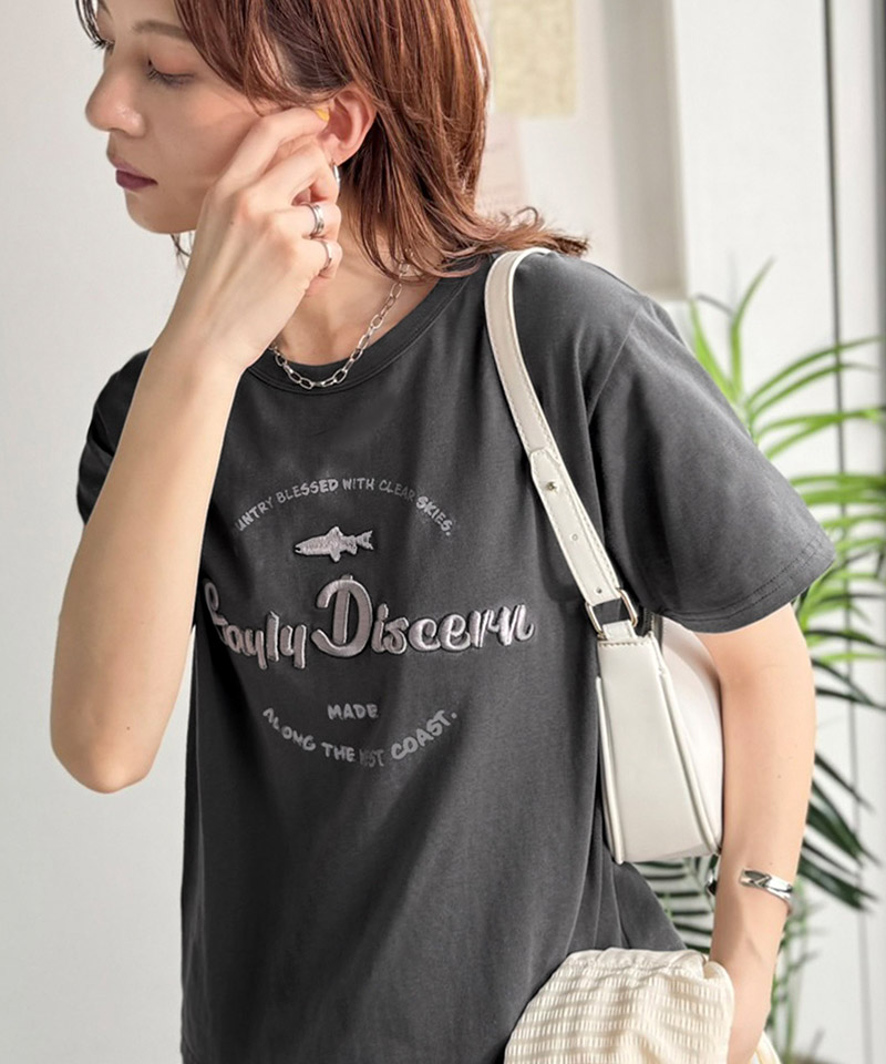 《java ジャバコラボ》 トップス カットソー レディース 刺繍Tシャツ 綿100％ おさかな プリント 遊び心 | classicalelf | 13