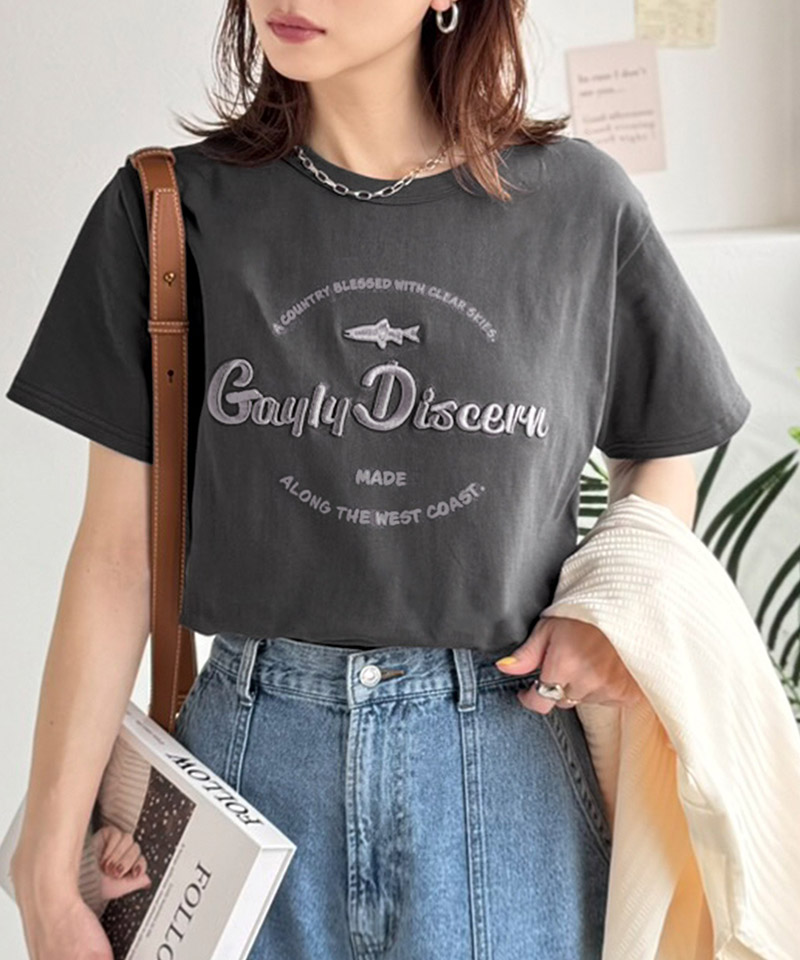 《java ジャバコラボ》 トップス カットソー レディース 刺繍Tシャツ 綿100％ おさかな プリント 遊び心 | classicalelf | 14