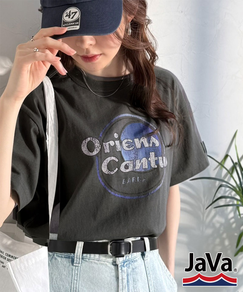 《java ジャバコラボ》 tシャツ レディース 半袖 綿100％ トップス カットソー コンパクト ロゴT | classicalelf
