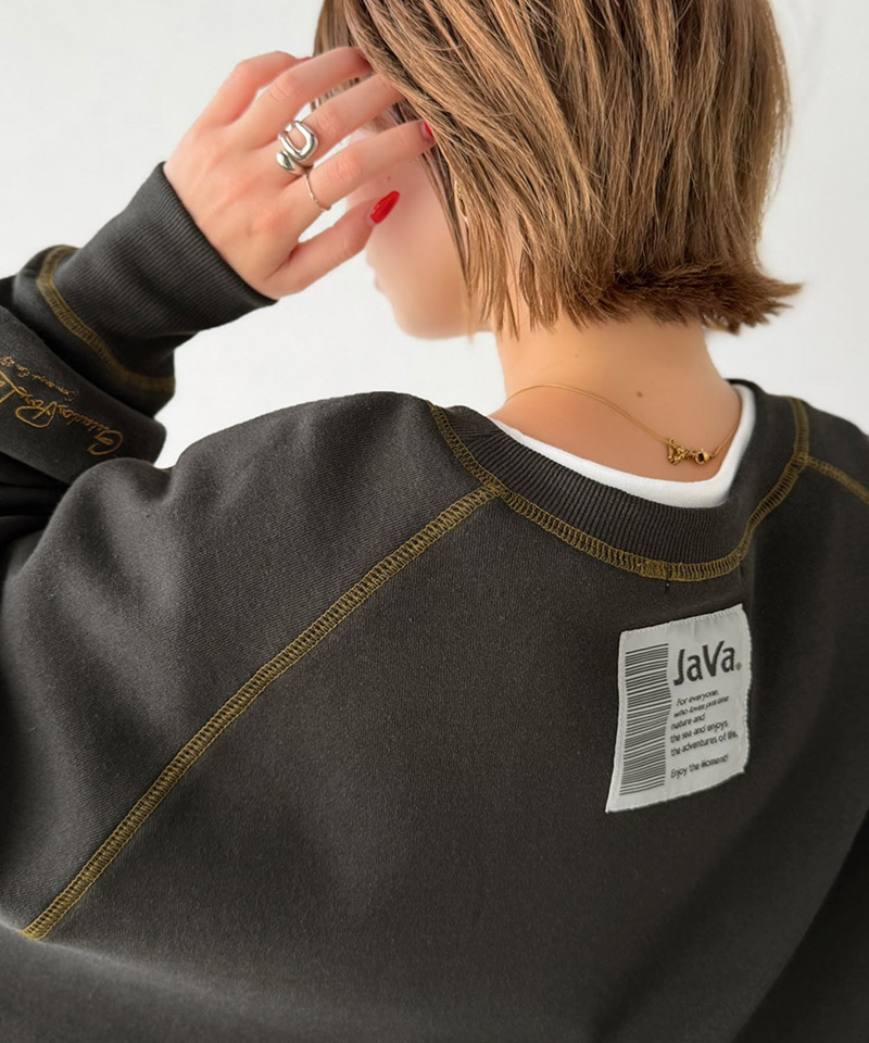 《JaVaジャバコラボ》配色ステッチが映える◎裏起毛ガゼット＆袖刺繍プルオーバー JaVa クラシカルエルフ jv1050391 | classicalelf | 07