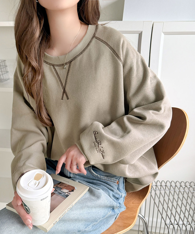 《JaVaジャバコラボ》配色ステッチが映える◎裏起毛ガゼット＆袖刺繍プルオーバー JaVa クラシカルエルフ jv1050391 | classicalelf | 15