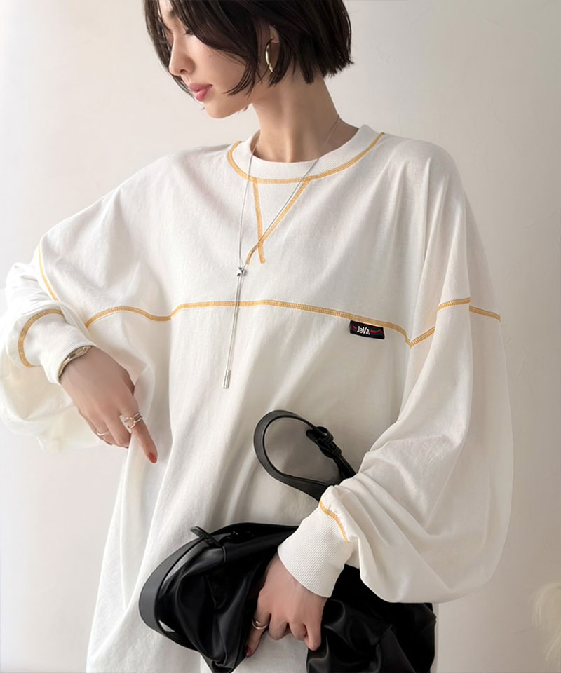 《JaVaジャバコラボ》綿100％配色ステッチビッグフットボールTシャツ JaVa クラシカルエルフ jv1050394 | classicalelf | 05