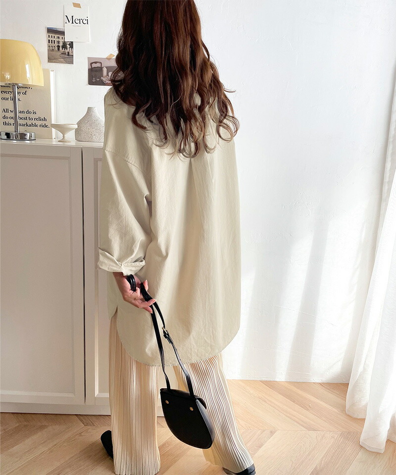 《javaジャバ コラボ》トップス シャツ レディース ブラウス メンズ 男女兼用 ユニセックス コットン 綿100% 無地 ストライプ サイドスリット | classicalelf | 09