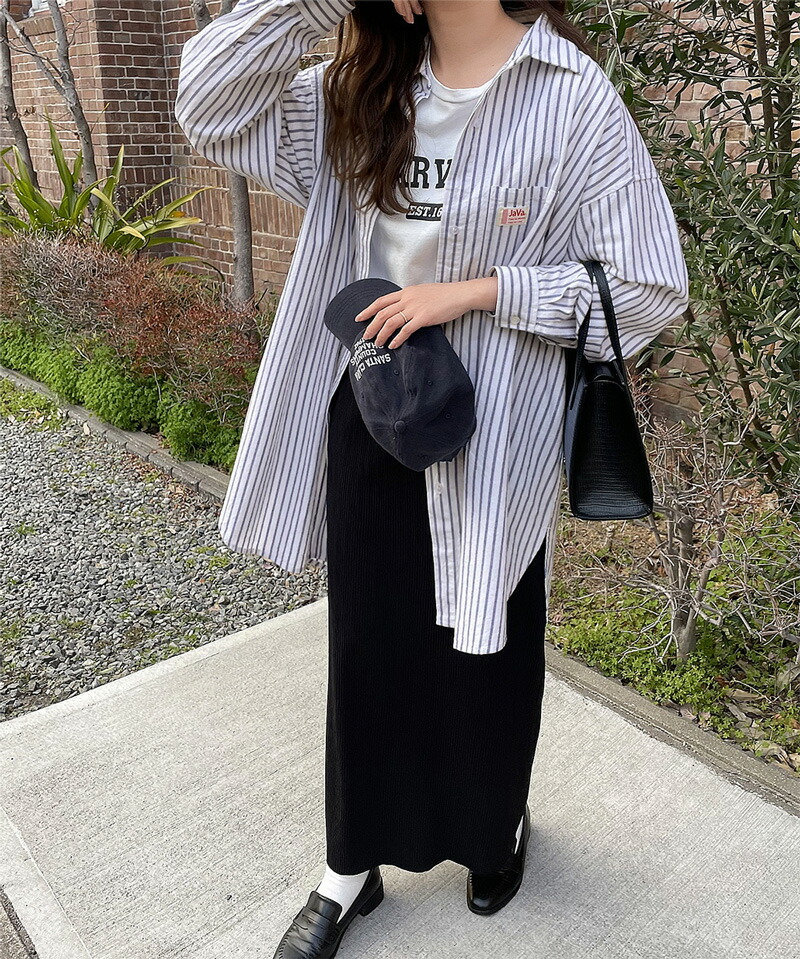 《javaジャバ コラボ》トップス シャツ レディース ブラウス メンズ 男女兼用 ユニセックス コットン 綿100% 無地 ストライプ サイドスリット | classicalelf | 14