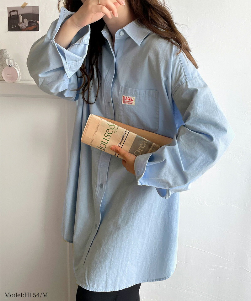 《javaジャバ コラボ》トップス シャツ レディース ブラウス メンズ 男女兼用 ユニセックス コットン 綿100% 無地 ストライプ サイドスリット | classicalelf | 15