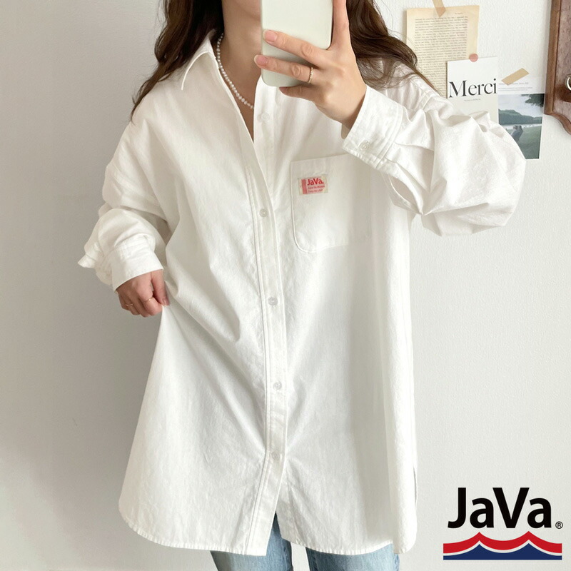 《javaジャバ コラボ》トップス シャツ レディース ブラウス メンズ 男女兼用 ユニセックス コットン 綿100% 無地 ストライプ サイドスリット | classicalelf | 19