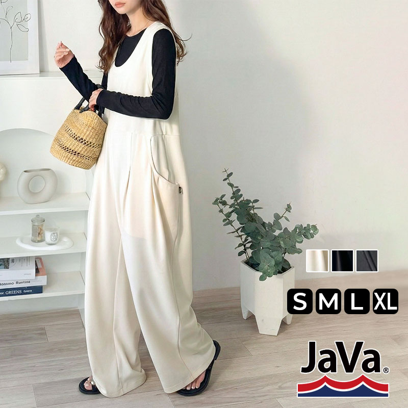 《java ジャバコラボ》 オールインワン サロペット レディース カットジョーゼット Uネック ゆるっと オーバーサイズ レイヤードコーデ 大きいサイズ | classicalelf