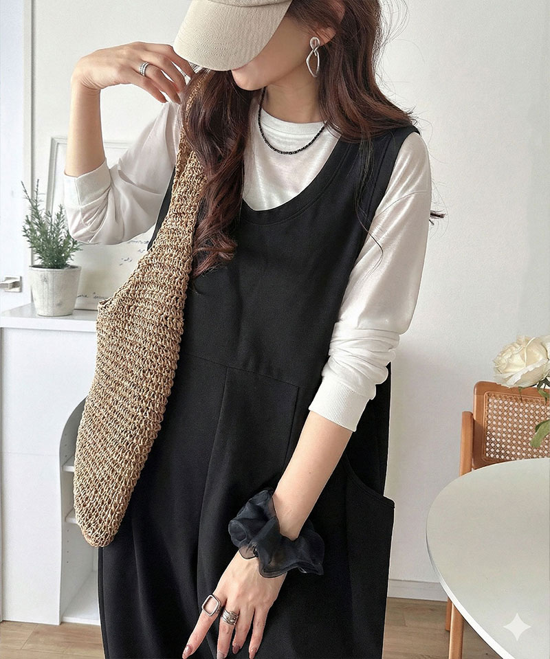 《java ジャバコラボ》 オールインワン サロペット レディース カットジョーゼット Uネック ゆるっと オーバーサイズ レイヤードコーデ 大きいサイズ | classicalelf | 10